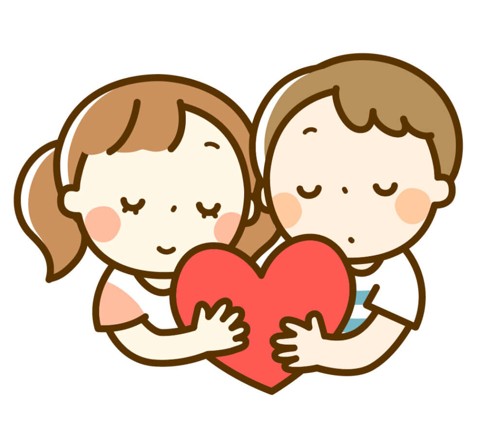 ハートを抱く男性と女性