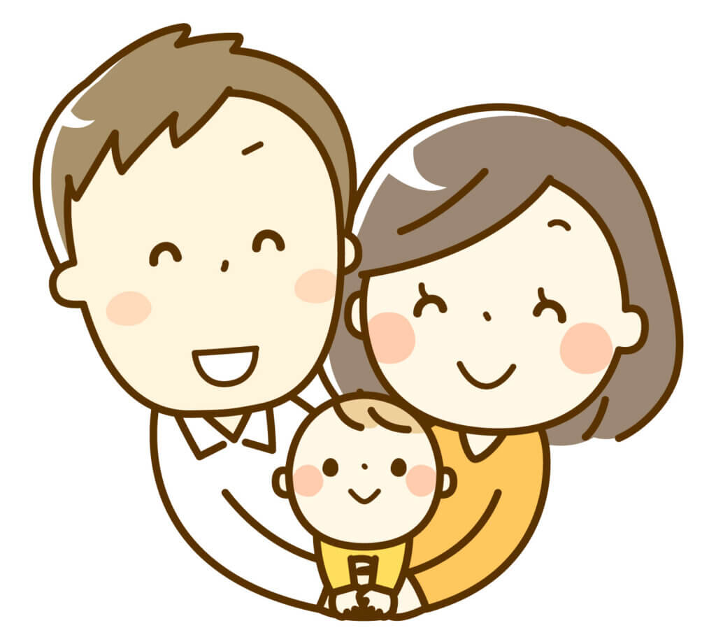赤ちゃんを抱く男性と女性
