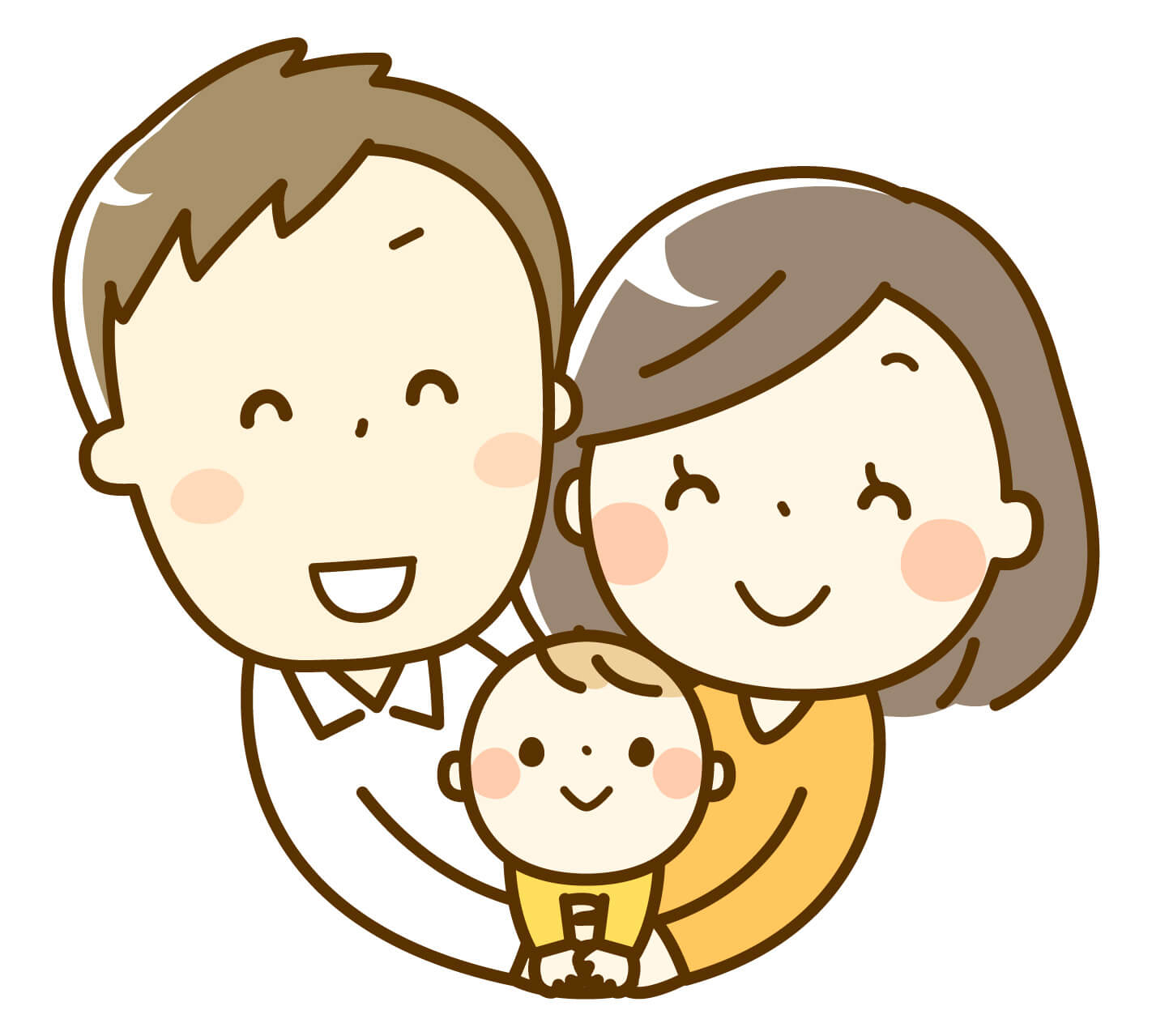 赤ちゃんを抱く男性と女性