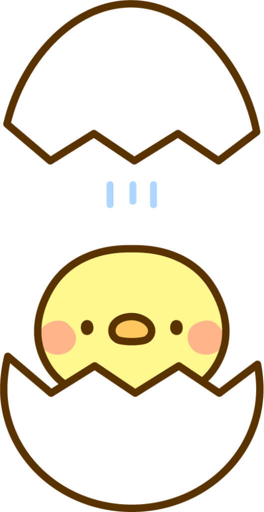 びっくりするヒヨコ