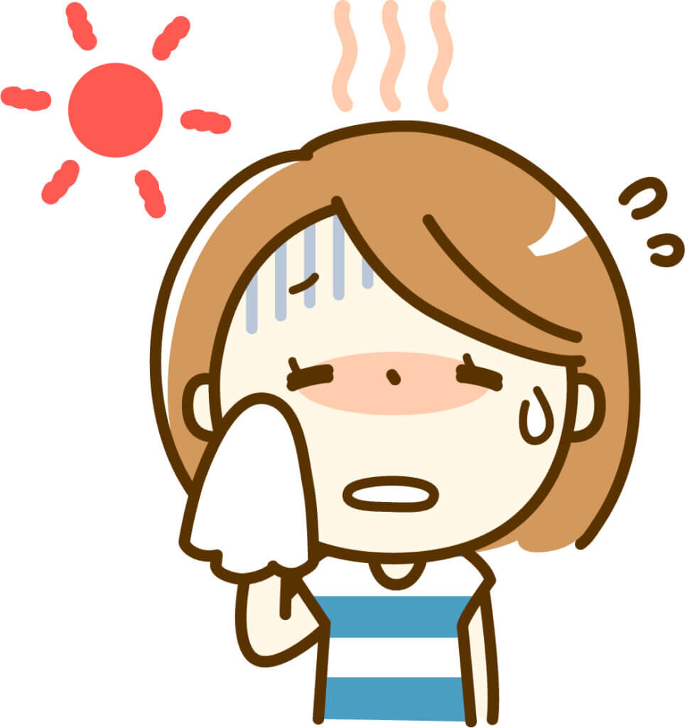 汗をかく女性