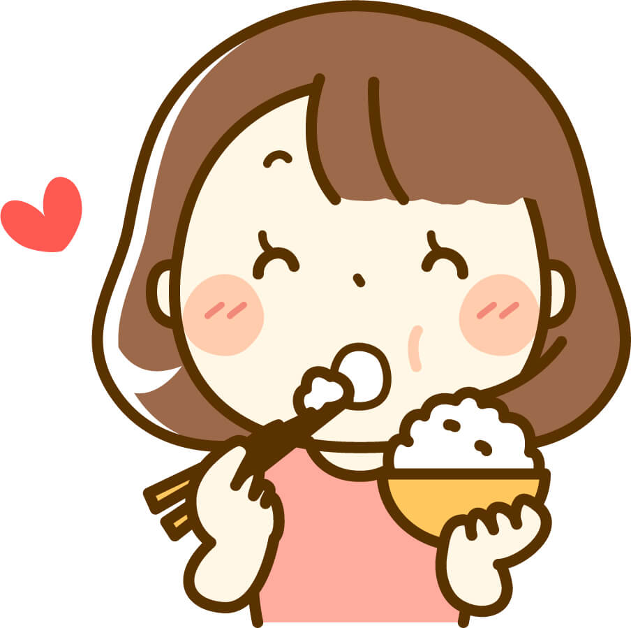 ごはんを頬張る女性
