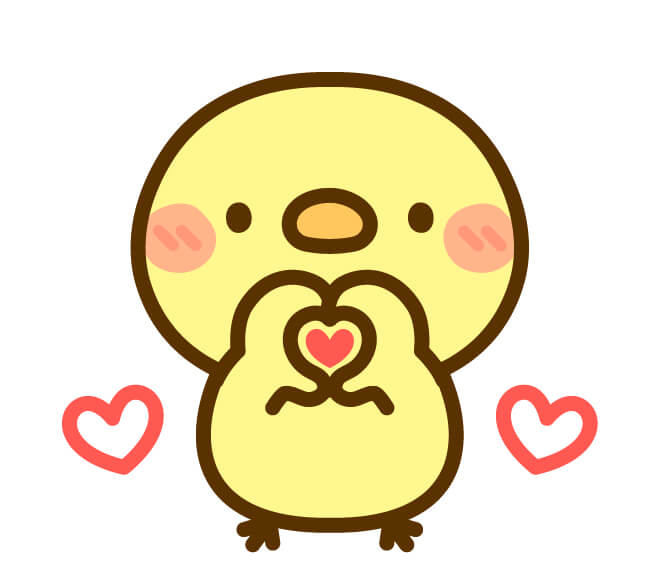 ハートを作るひよこ