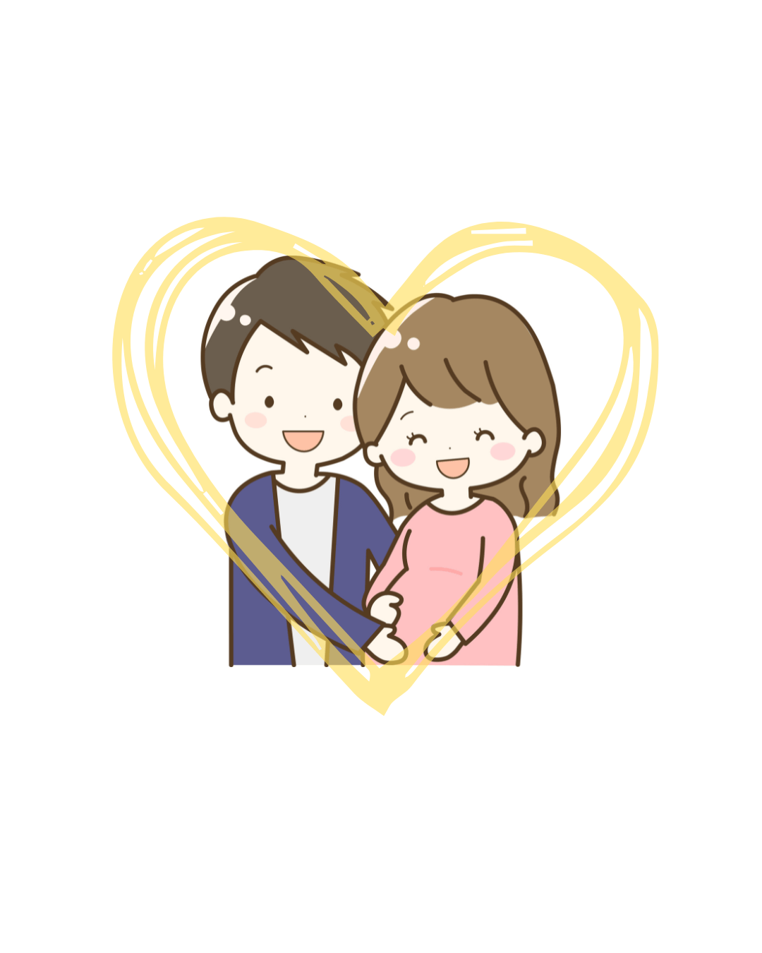 妊婦とお腹に手を当てる夫
