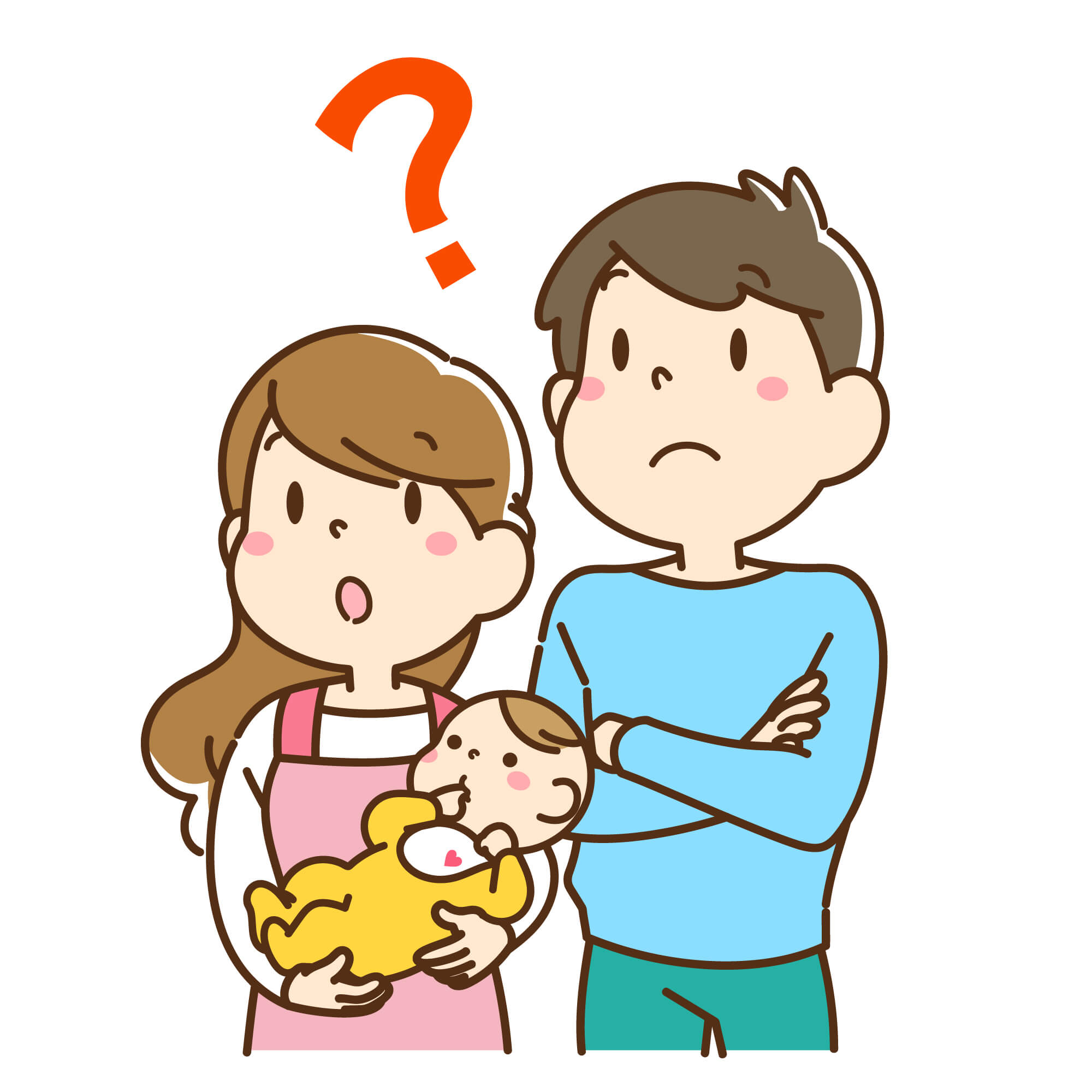 赤ちゃんを抱いて疑問のある夫婦