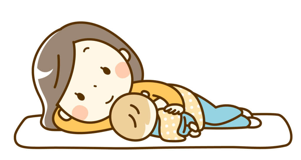 添い乳をする女性