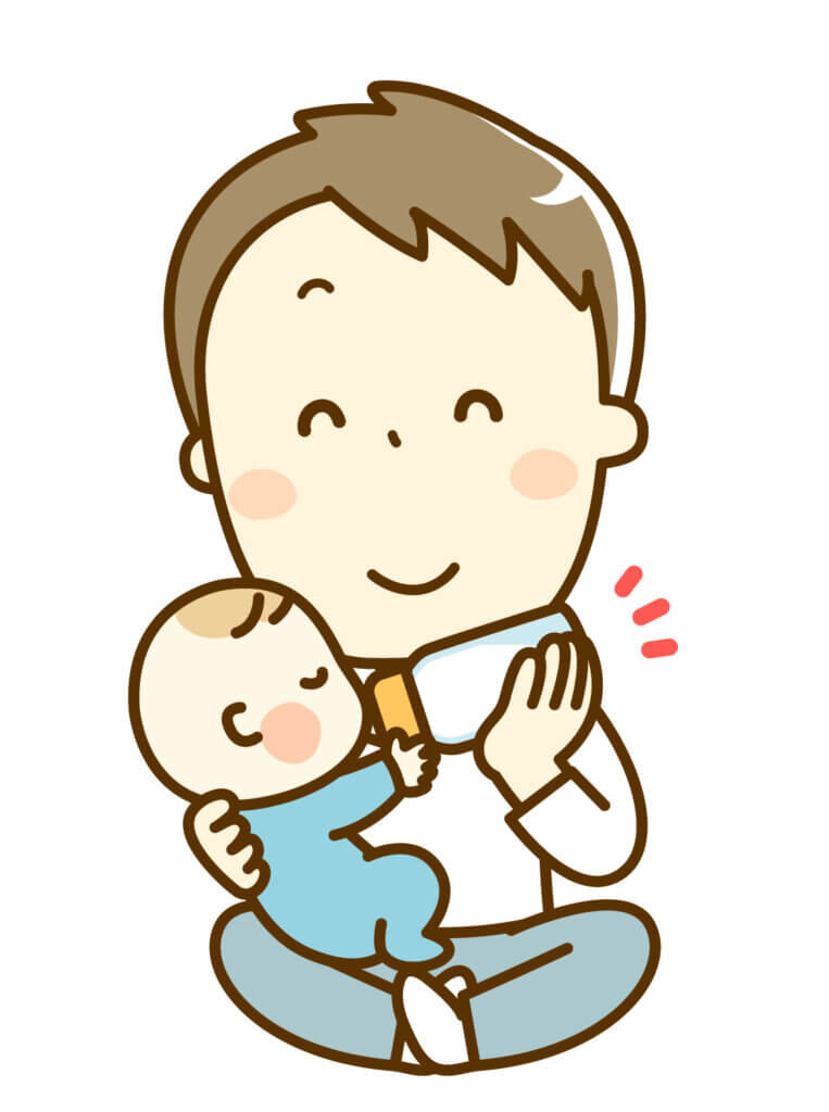 赤ちゃんにミルクを与える男性