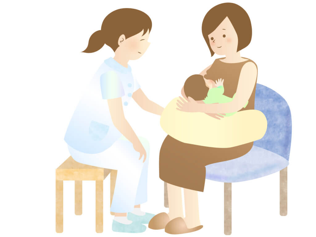 母乳相談を受ける母親